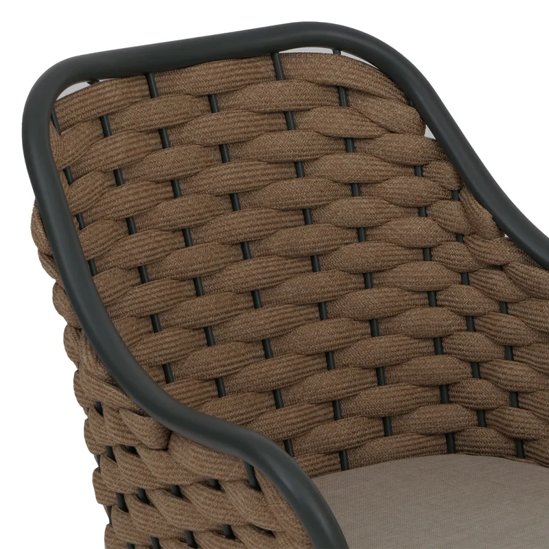 Lot de 2 chaises de jardin design avec corde tressée coussin beige structure aluminium 04_0009590
