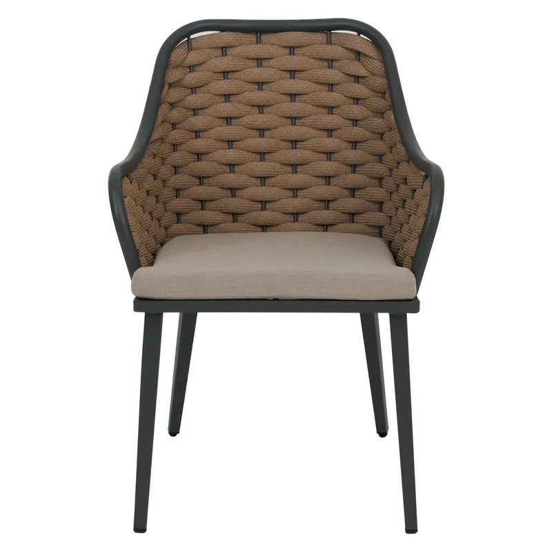 Lot de 2 chaises de jardin design avec corde tressée coussin beige structure aluminium 04_0009590