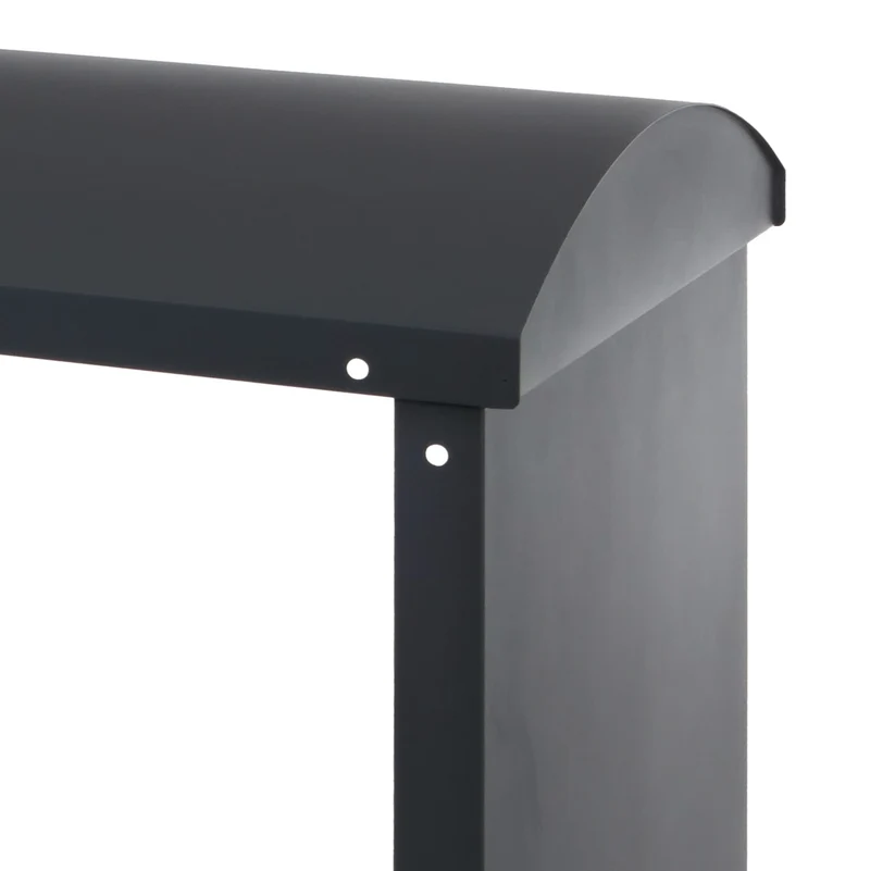 Abri à bois range-bûches extérieur avec base arrondie 160 x 98 x 50 cm en métal galvanisé anthracite 04_0008893