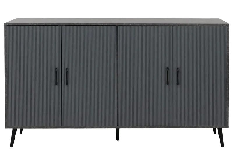 Buffet de rangement moderne avec 4 étagères 88 x 150 x 40 cm en MDF gris 04_0009569