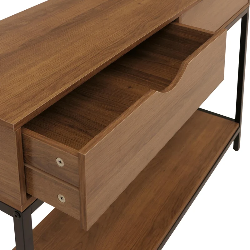 Table console moderne avec 2 tiroirs et rangement pratique 76 x 109 x 30 cm en MDF marron 04_0009105