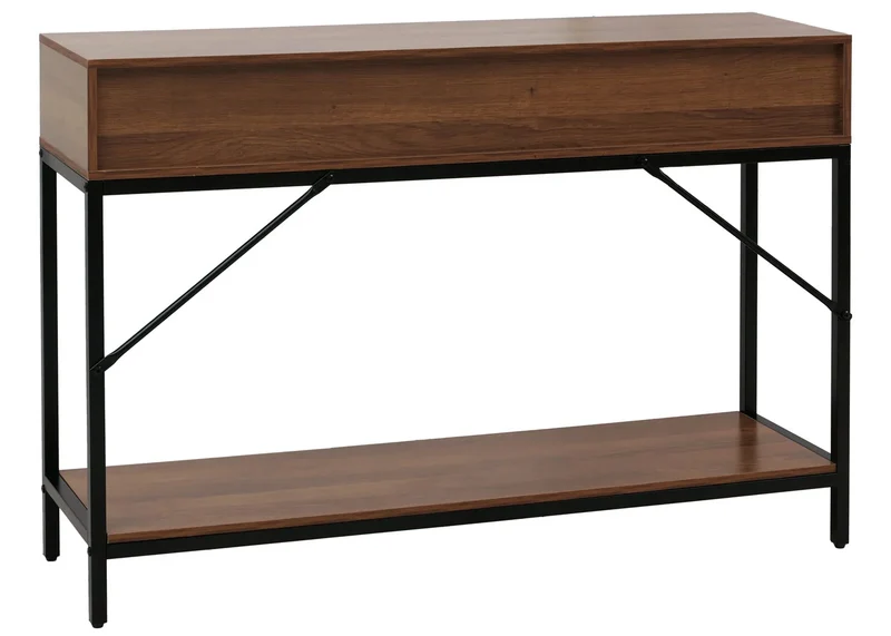 Table console moderne avec 2 tiroirs et rangement pratique 76 x 109 x 30 cm en MDF marron 04_0009105