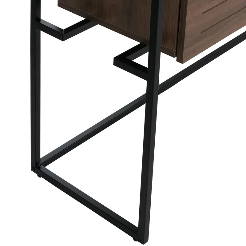 Table de console moderne avec 2 tiroirs et 2 étagères 80 x 120 x 40 cm en MDF marron 04_0008718