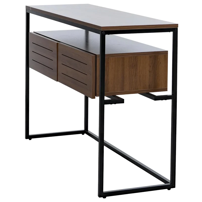 Table de console moderne avec 2 tiroirs et 2 étagères 80 x 120 x 40 cm en MDF marron 04_0008718