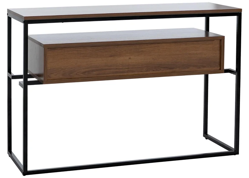 Table de console moderne avec 2 tiroirs et 2 étagères 80 x 120 x 40 cm en MDF marron 04_0008718
