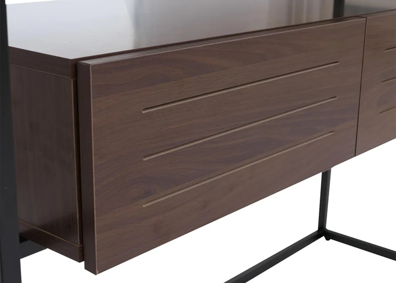 Table console moderne avec 2 tiroirs et 2 étagères 80 x 120 x 40 cm en MDF marron 04_0008717