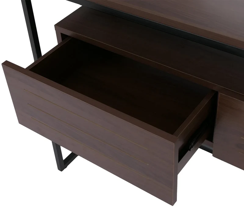 Table console moderne avec 2 tiroirs et 2 étagères 80 x 120 x 40 cm en MDF marron 04_0008717
