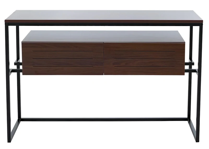 Table console moderne avec 2 tiroirs et 2 étagères 80 x 120 x 40 cm en MDF marron 04_0008717
