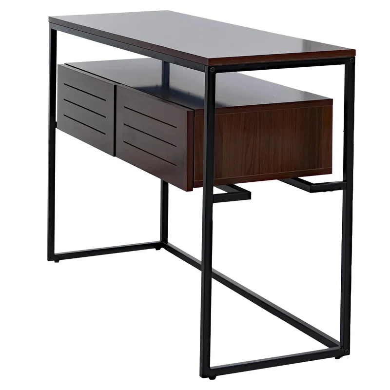Table console moderne avec 2 tiroirs et 2 étagères 80 x 120 x 40 cm en MDF marron 04_0008717