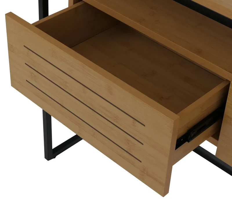 Table console avec tiroirs et étagères 80 x 120 x 40 cm structure métal et MDF mélaminé 04_0008716