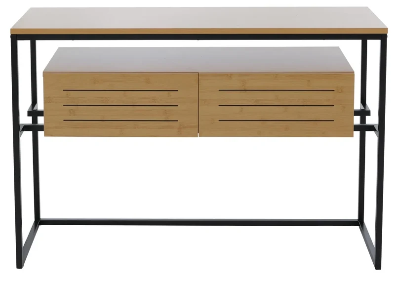 Table console avec tiroirs et étagères 80 x 120 x 40 cm structure métal et MDF mélaminé 04_0008716