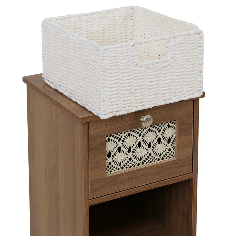 Commode compacte avec 2 tiroirs et paniers amovibles blanc 82 x 30 x 30 cm en MDF marron 04_0009108