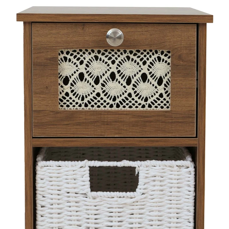 Commode compacte avec 2 tiroirs et paniers amovibles blanc 82 x 30 x 30 cm en MDF marron 04_0009108