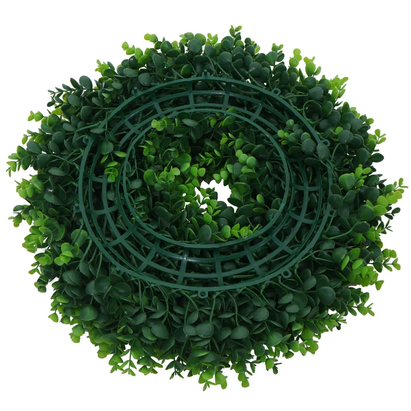 Couronne décorative avec 4 porte-bougies pour intérieur extérieur 10 x 45 x 45 cm en PE vert 04_0009164