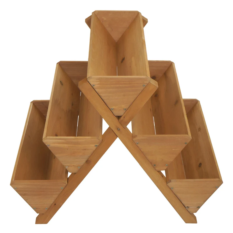 Étagère à plantes escalier à fleurs et herbes aromatiques jardinière bac à plantes surélevé 5 bacs 56 × 56 × 70 cm usage extérieur bois de sapin 04_0009616