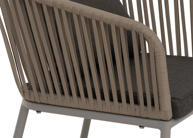 Lot de 2 chaises de jardin avec accoudoirs aluminium et tressage corde coussins gris foncé 04_0009795