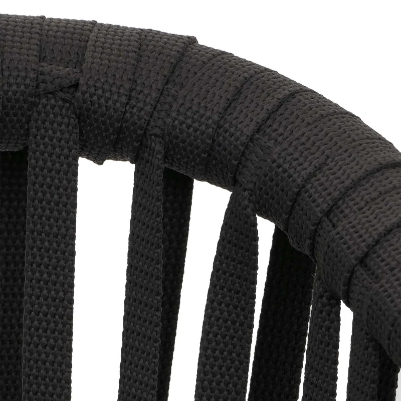 Lot de 2 chaises de jardin d’extérieur en aluminium avec accoudoirs tressage corde anthracite coussins gris foncé 04_0009796