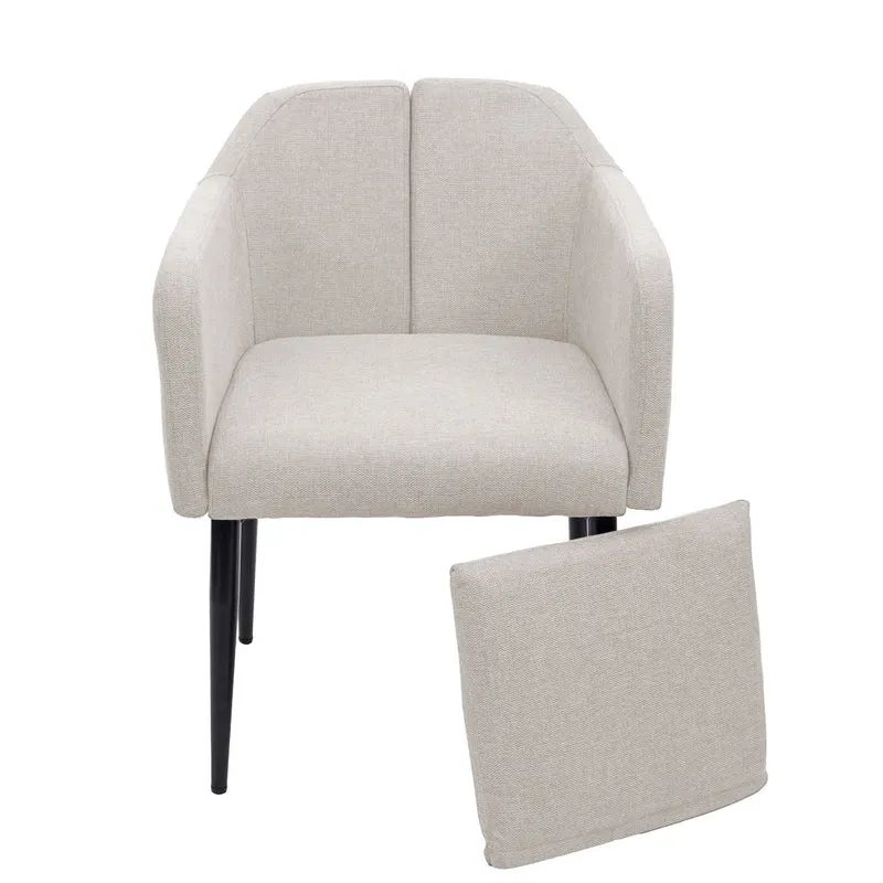 Ensemble de 2 chaises de salle à manger en tissu/textile crème-beige pieds en métal 04_0002087