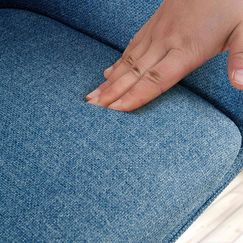 Chaise pivotante style moderne et contemporain en tissu bleu piètement à quatre pieds métal noir 10_0007521