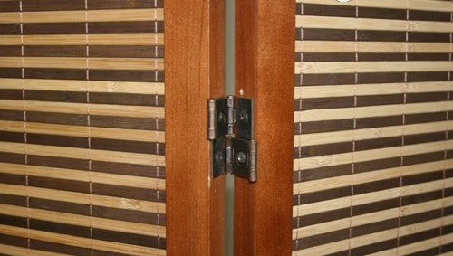 Paravent 5 panneaux marron en bois et bambou 220x175 cm PAR06068