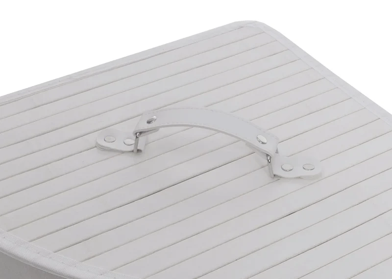 Panier à linge d’angle 61 x 48 x 35 cm capacité 50l pratique et décoratif en bambou blanc 04_0009539