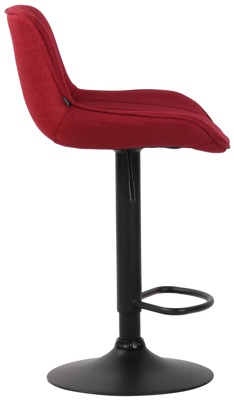 Lot de 2 tabourets de bar chaises hautes en tissu rouge coutures verticales support en métal noir 10_0004290