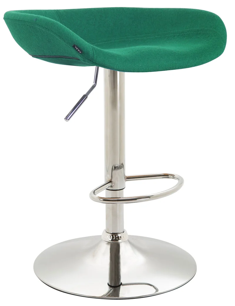 Lot de 2 tabourets de bar assise réglable en hauteur et pivotant en feutrine vert pieds tulipe en métal chromé avec repose-pieds TDB10262
