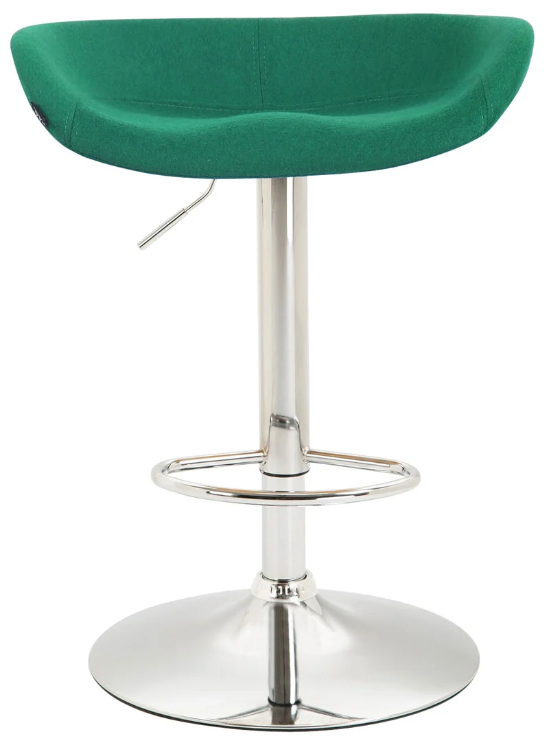 Lot de 2 tabourets de bar assise réglable en hauteur et pivotant en feutrine vert pieds tulipe en métal chromé avec repose-pieds TDB10262