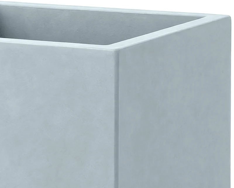 Lot de 2 pots de fleurs forme rectangle en argile fibreuse gris résistants aux intempéries 10_0007973
