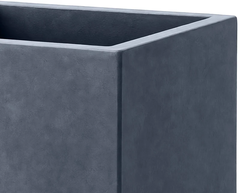 Lot de 2 pots de fleurs forme rectangle en argile fibreuse anthracite résistants aux intempéries 10_0007958