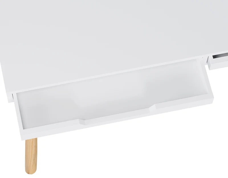 Bureau moderne blanc et chêne avec deux tiroirs 110 cm – Style scandinave 10_0009173