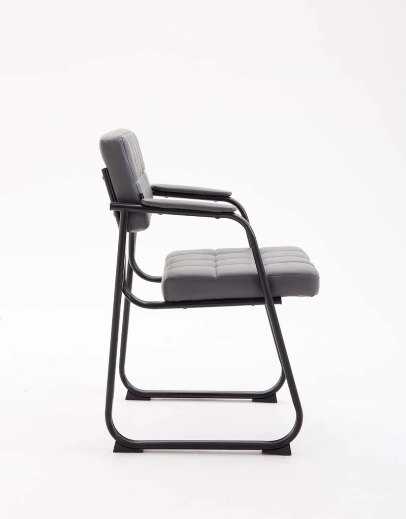 Chaise visiteur fauteuil de bureau sans roulette synthétique gris BUR10226