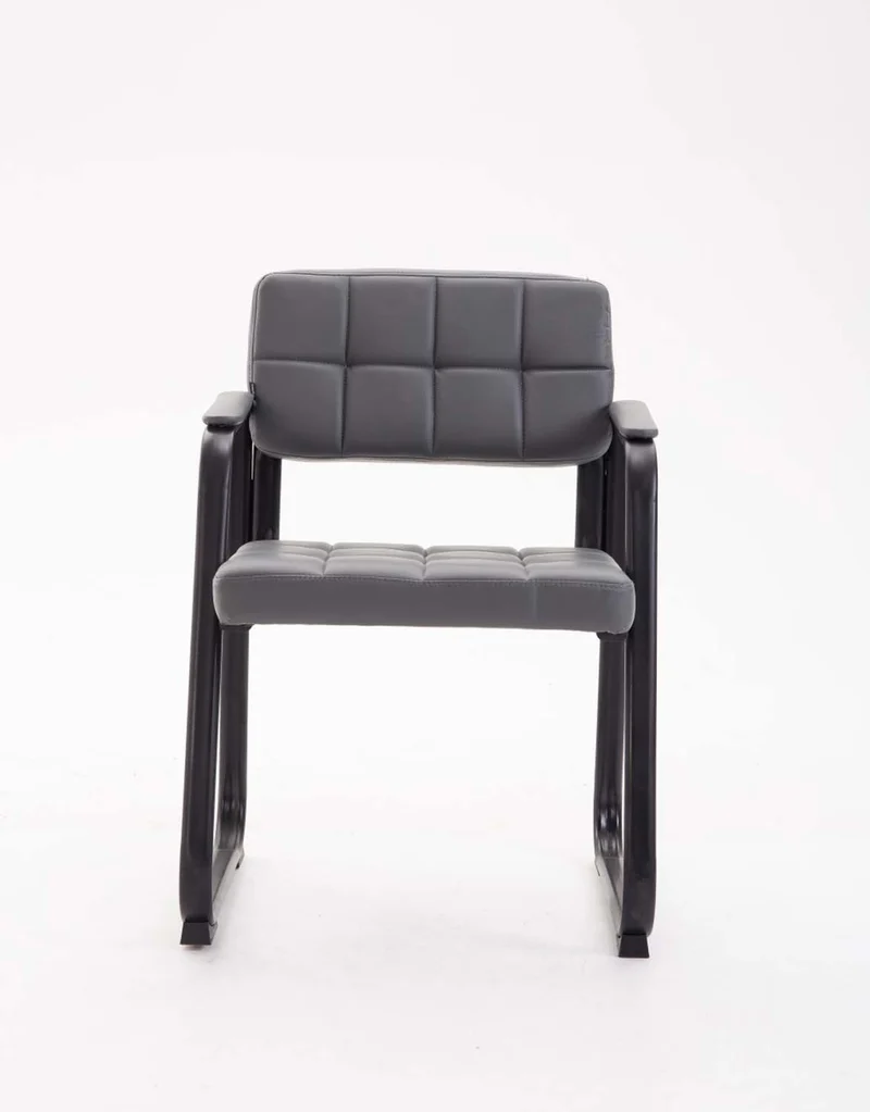 Chaise visiteur fauteuil de bureau sans roulette synthétique gris BUR10226