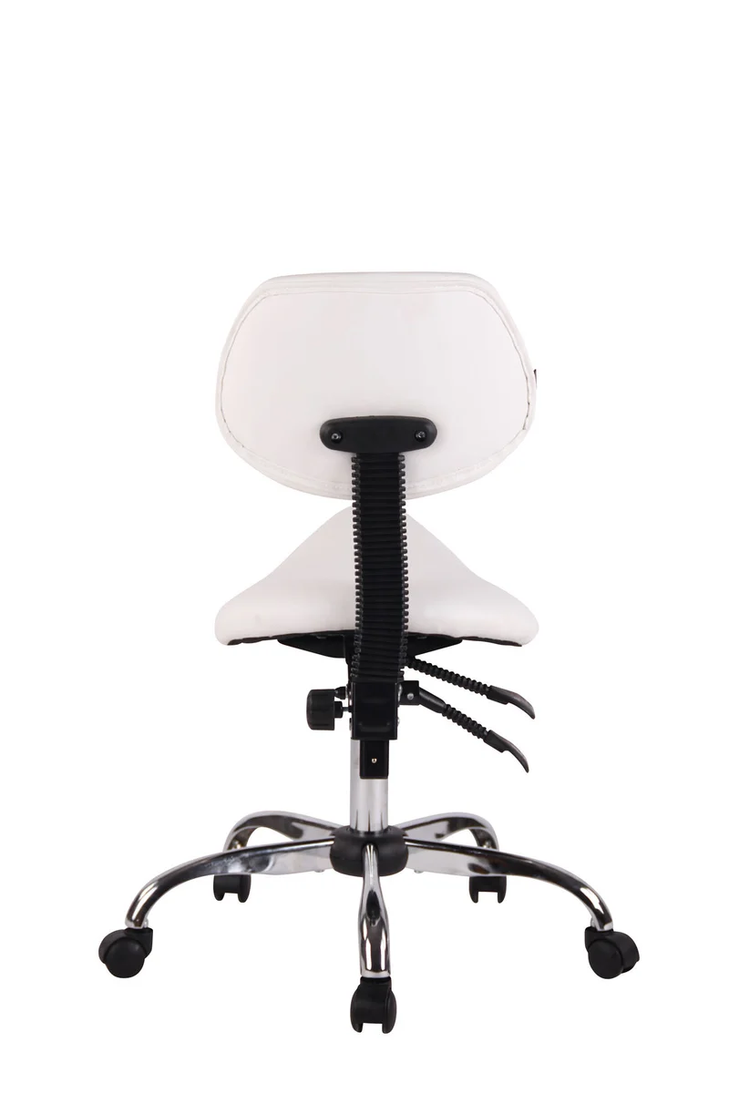 Tabouret de travail avec assise en forme de selle cheval ajustable et pivotant PVC blanc TABO10073/2