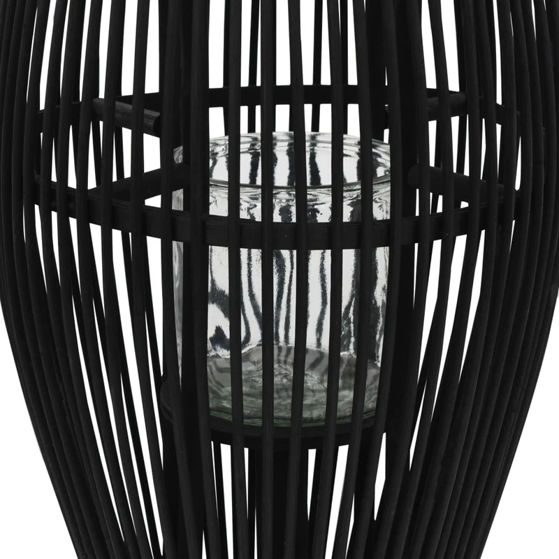 Bougeoir suspendu ou sur pied porte-bougie bambou noir décoration extérieur hauteur 60cm DEC020007