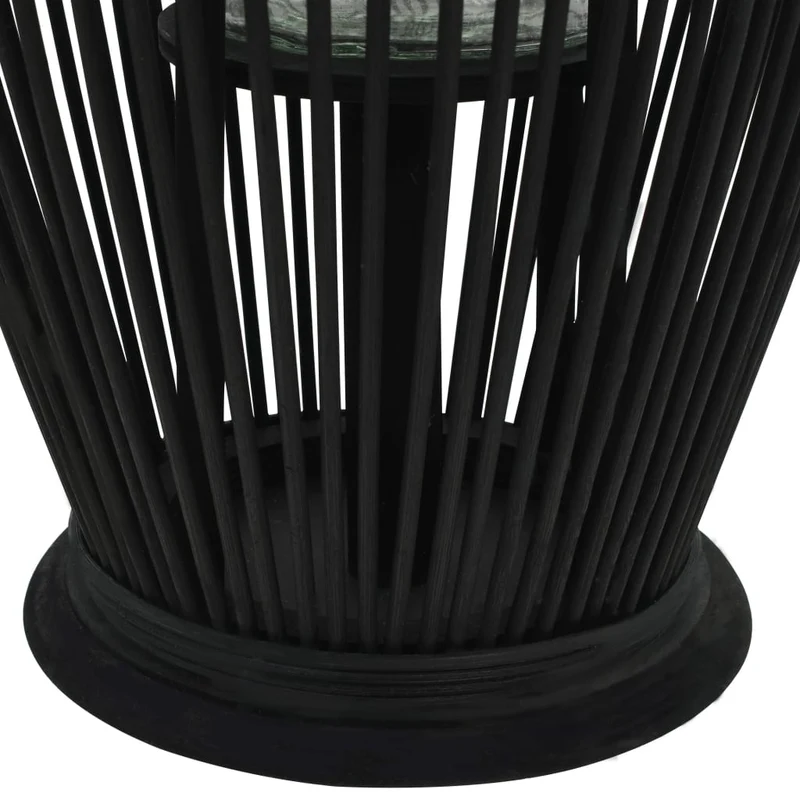 Bougeoir suspendu ou sur pied porte-bougie bambou noir décoration extérieur hauteur 60cm DEC020007