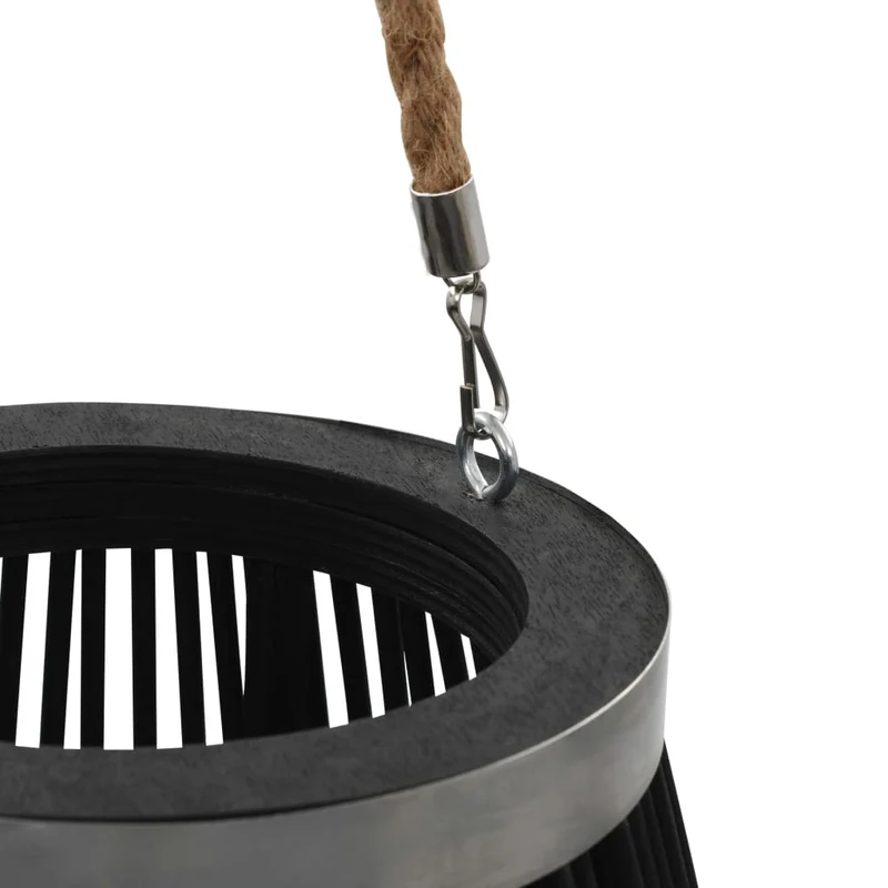 Bougeoir suspendu ou sur pied porte-bougie bambou noir décoration extérieur hauteur 60cm DEC020007