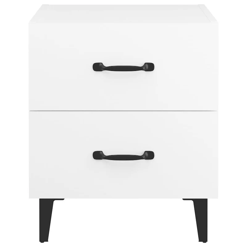 Lot de 2 tables de chevet avec tiroirs 40 x 35 x 47,5 cm bois d'ingénierie blanc DEC034911