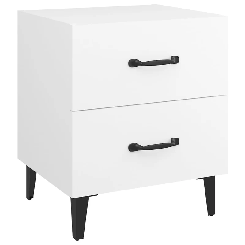 Lot de 2 tables de chevet avec tiroirs 40 x 35 x 47,5 cm bois d'ingénierie blanc DEC034911