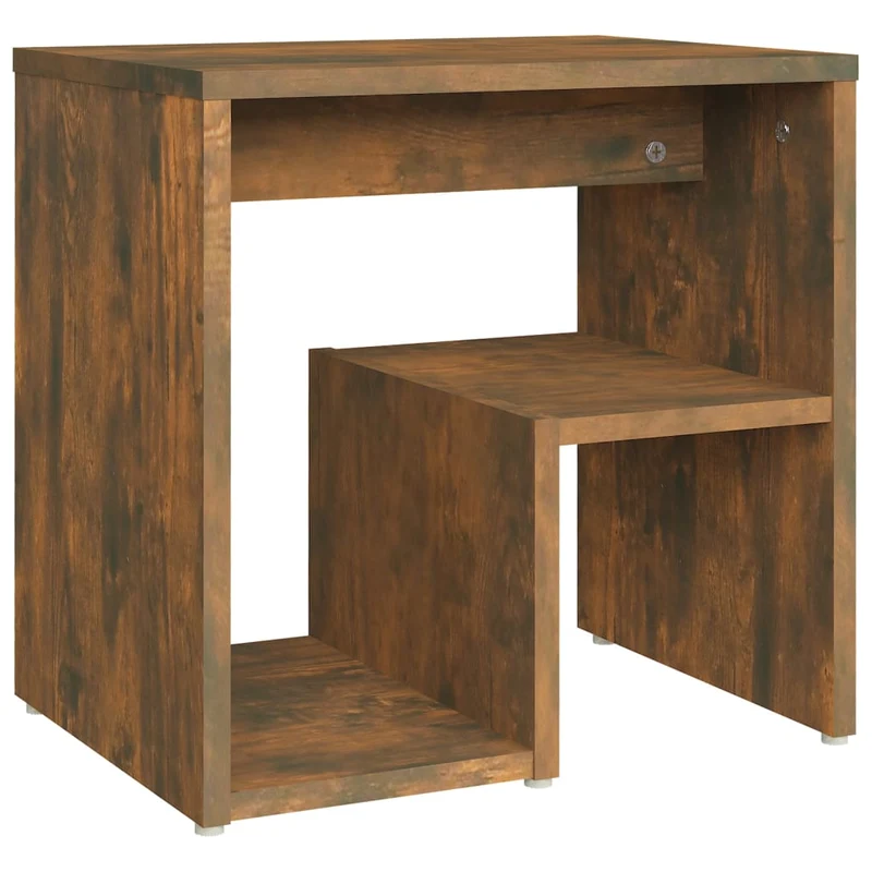 Lot de 2 tables de chevet avec étagère 40 x 30 x 40 cm bois d'ingénierie marron DEC035075