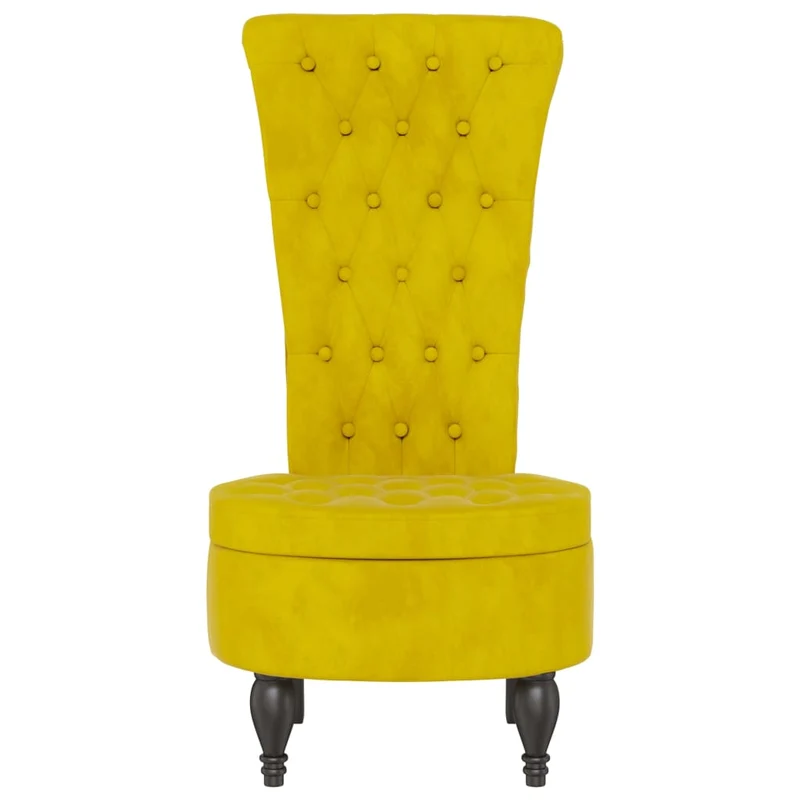 Chaise à dossier haut en velours jaune dossier captionné DEC026248