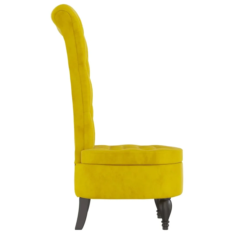 Chaise à dossier haut en velours jaune dossier captionné DEC026248