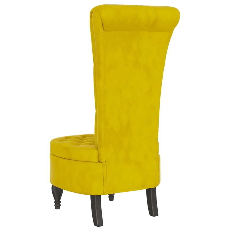 Chaise à dossier haut en velours jaune dossier captionné DEC026248