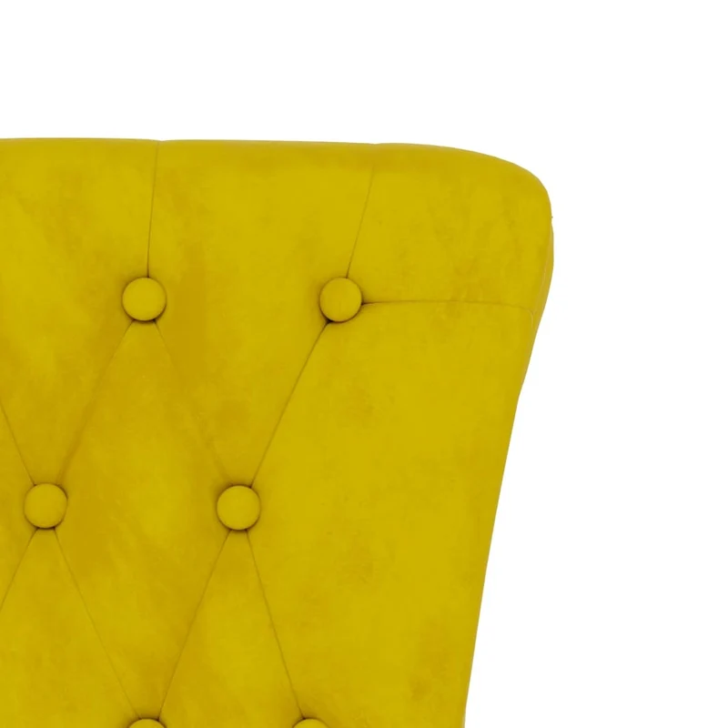 Chaise à dossier haut en velours jaune dossier captionné DEC026248