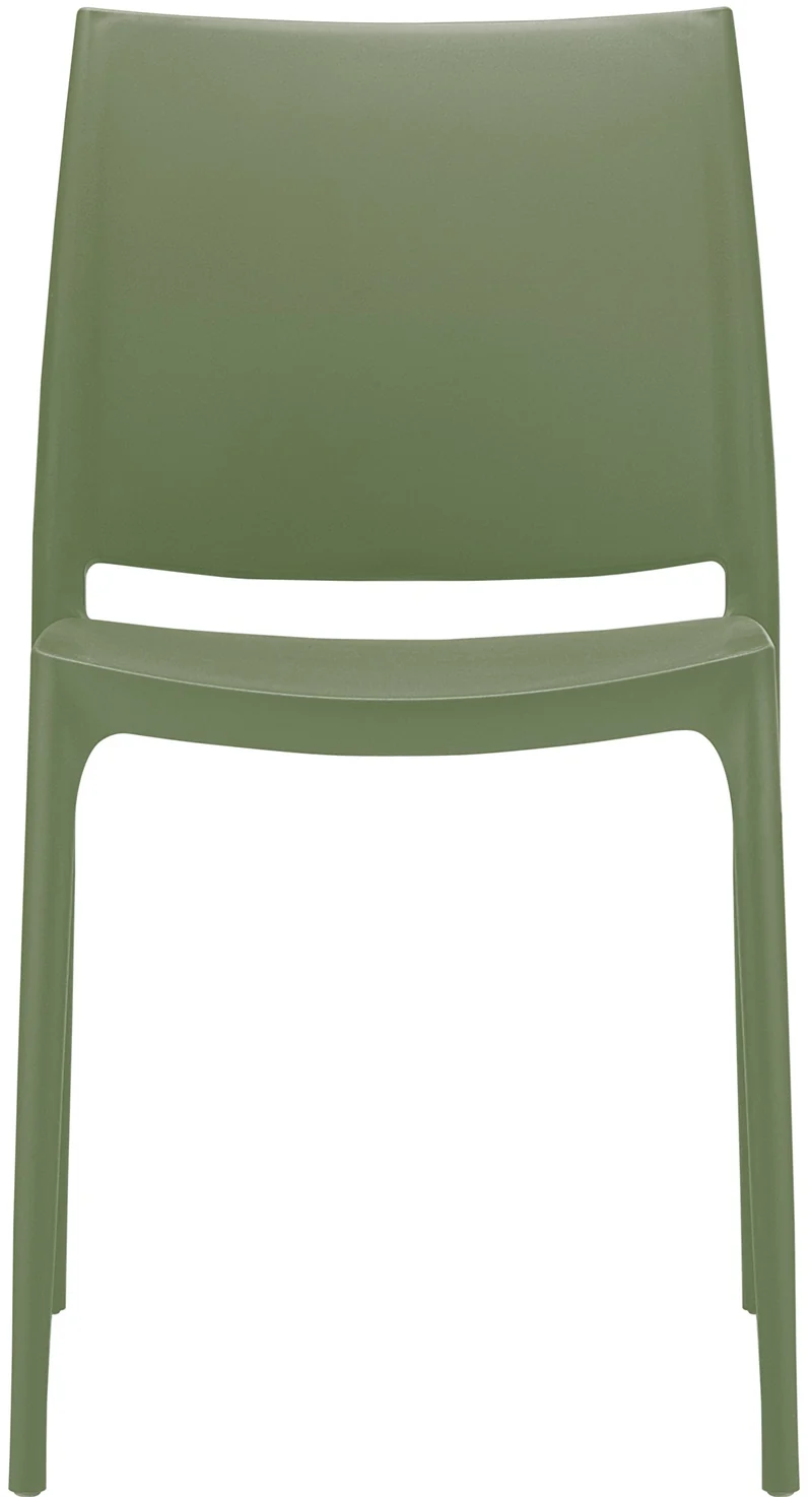 Chaise moderne empilable en polypropylène couleur olive – Résistante aux UV et à l’eau intérieur / extérieur 10_0007941