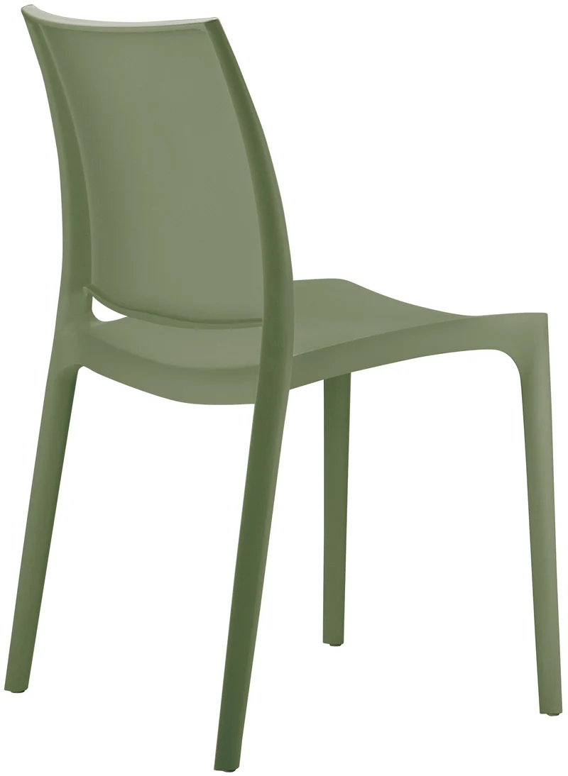 Chaise moderne empilable en polypropylène couleur olive – Résistante aux UV et à l’eau intérieur / extérieur 10_0007941