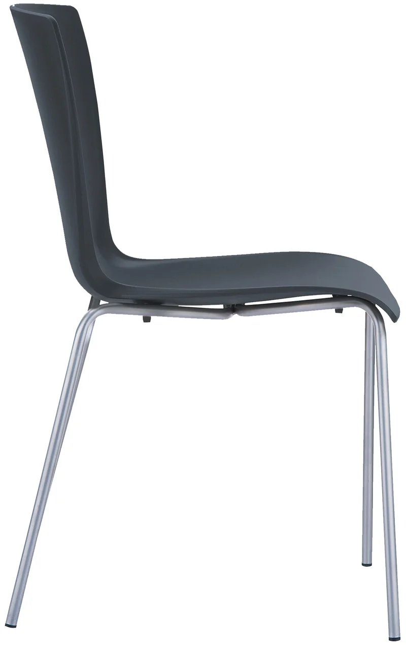 Lot de 2 chaises de cuisine ou véranda empilable pour intérieur ou extérieur assise en plastique noir cadre en aluminium 10_0008042