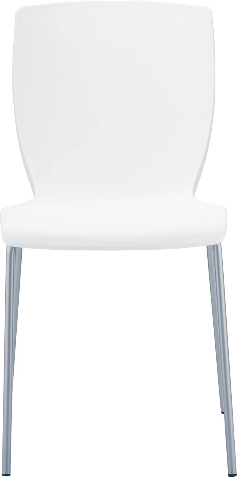 Lot de 2 chaises de cuisine ou véranda empilable pour intérieur ou extérieur assise en plastique blanc cadre en aluminium 10_0008031