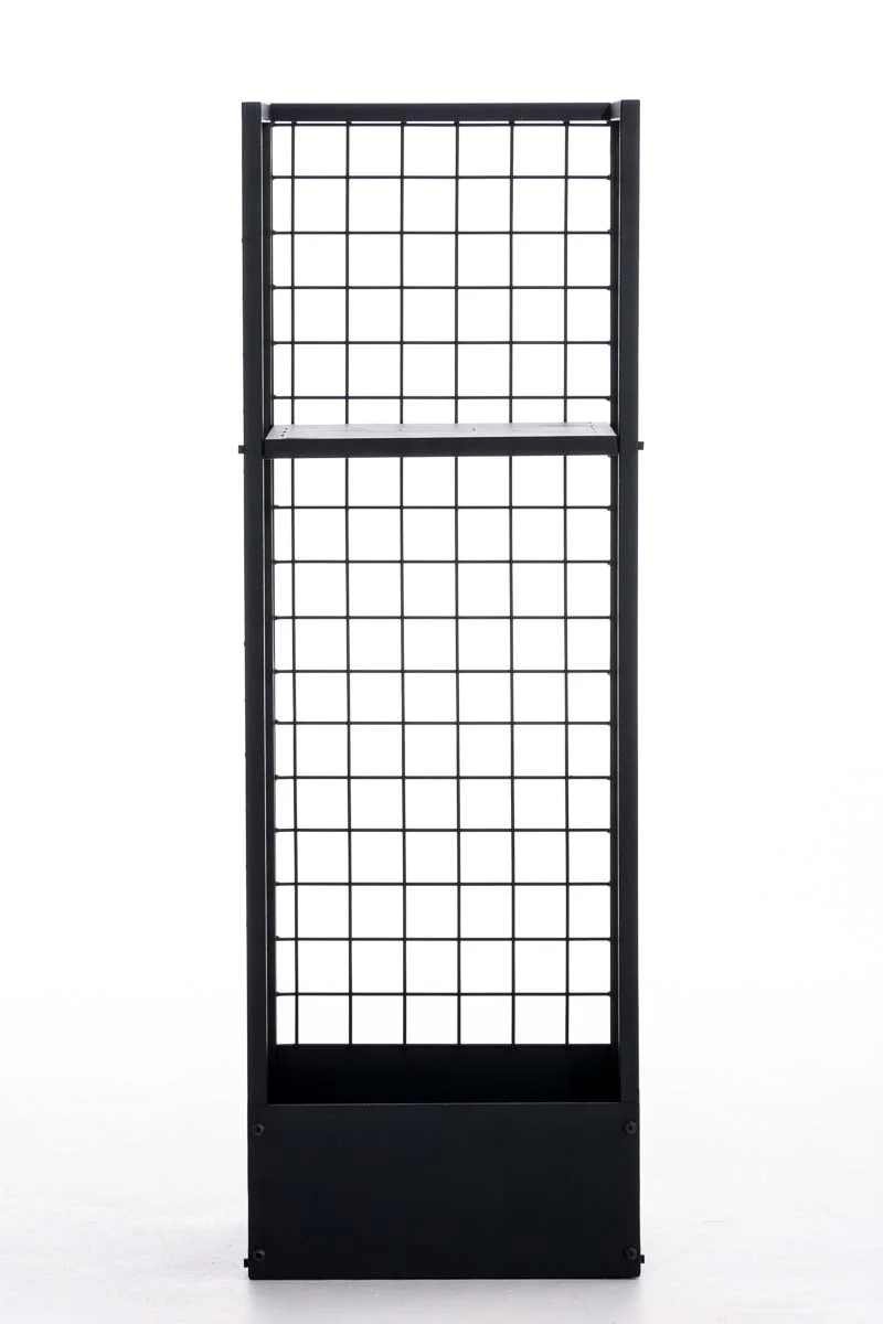 Range-bûches vertical 40x40x120 en métal noir avec tablette – Rangement bois de chauffage design 10_0009030