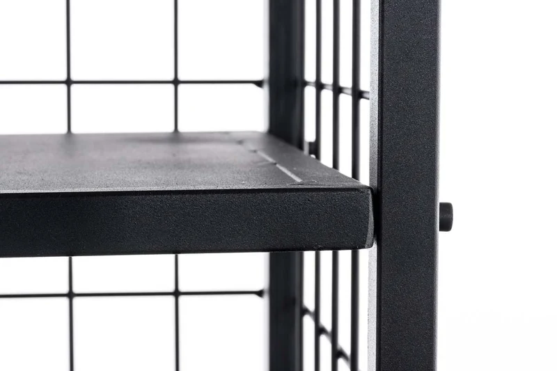 Range-bûches vertical 40x40x120 en métal noir avec tablette – Rangement bois de chauffage design 10_0009030